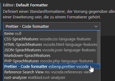 default formatter setting in vscodium