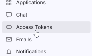 Gitlab's menu entry for access tokens