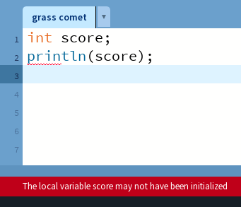 Error in Processing when you try accessing an uninitialized variable