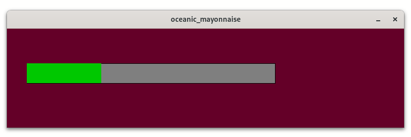 A very basic progress bar showing its status as a green bar on a gray background