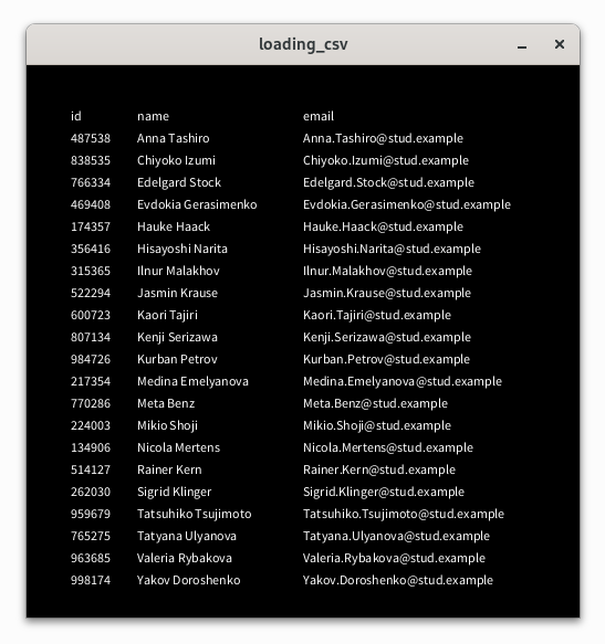 the same student-like data rendered in Processing